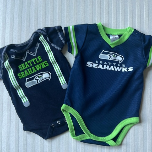 Seattle Seahawks Baby Onesies Two 0-3 & 3-6 - Picture 1 of 7